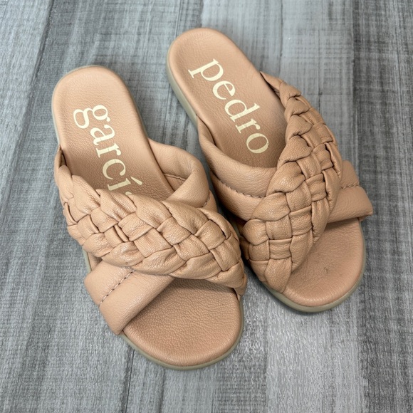 Pedro Garcia Prali Beige Luxury Braided Slip On Sandals Summer Vacation Shoes - Picture 1 of 6